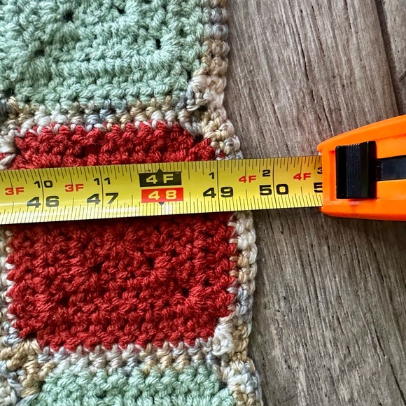 Beautiful fall colored Handmade Heart Throw Crocheted Blanket - Picture 4 of 5